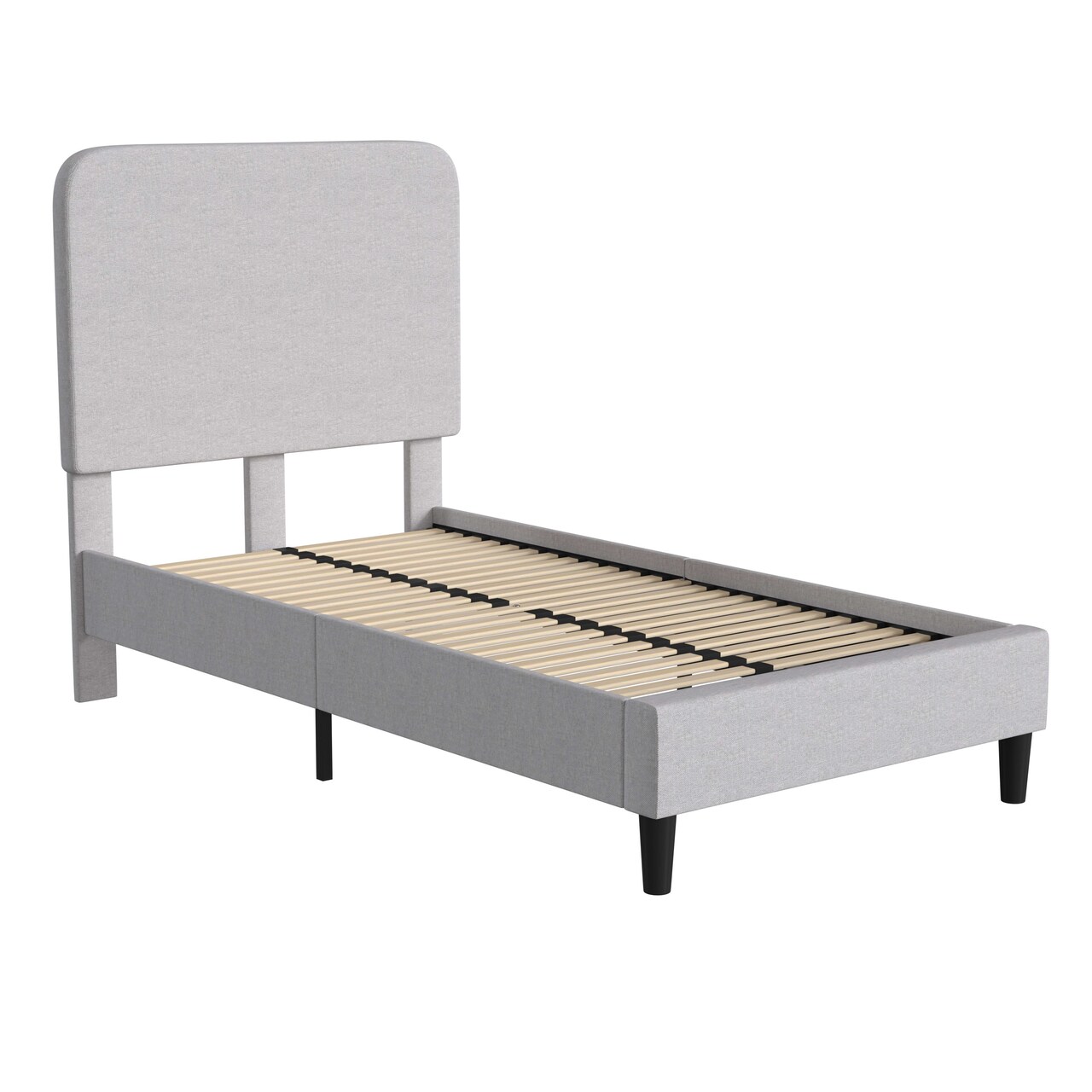 Merrick Lane Remi Platform Bed with Headboard - Upholstered Frame - 14 Wooden Slats - No Box Spring Required